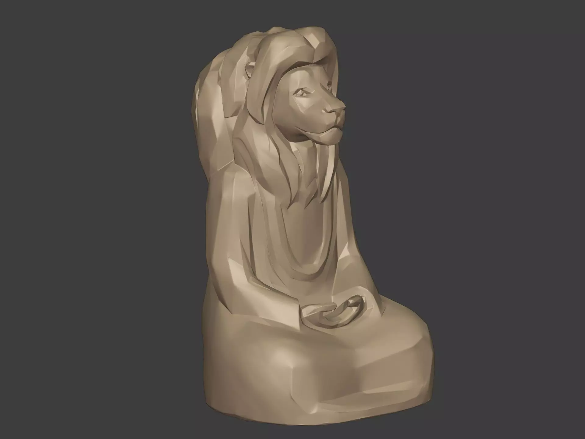 Abstract Meditation Lion Figurine  -- Buddha Statue 3D print model_5