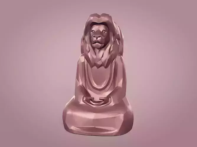 Abstract Meditation Lion Figurine  -- Buddha Statue