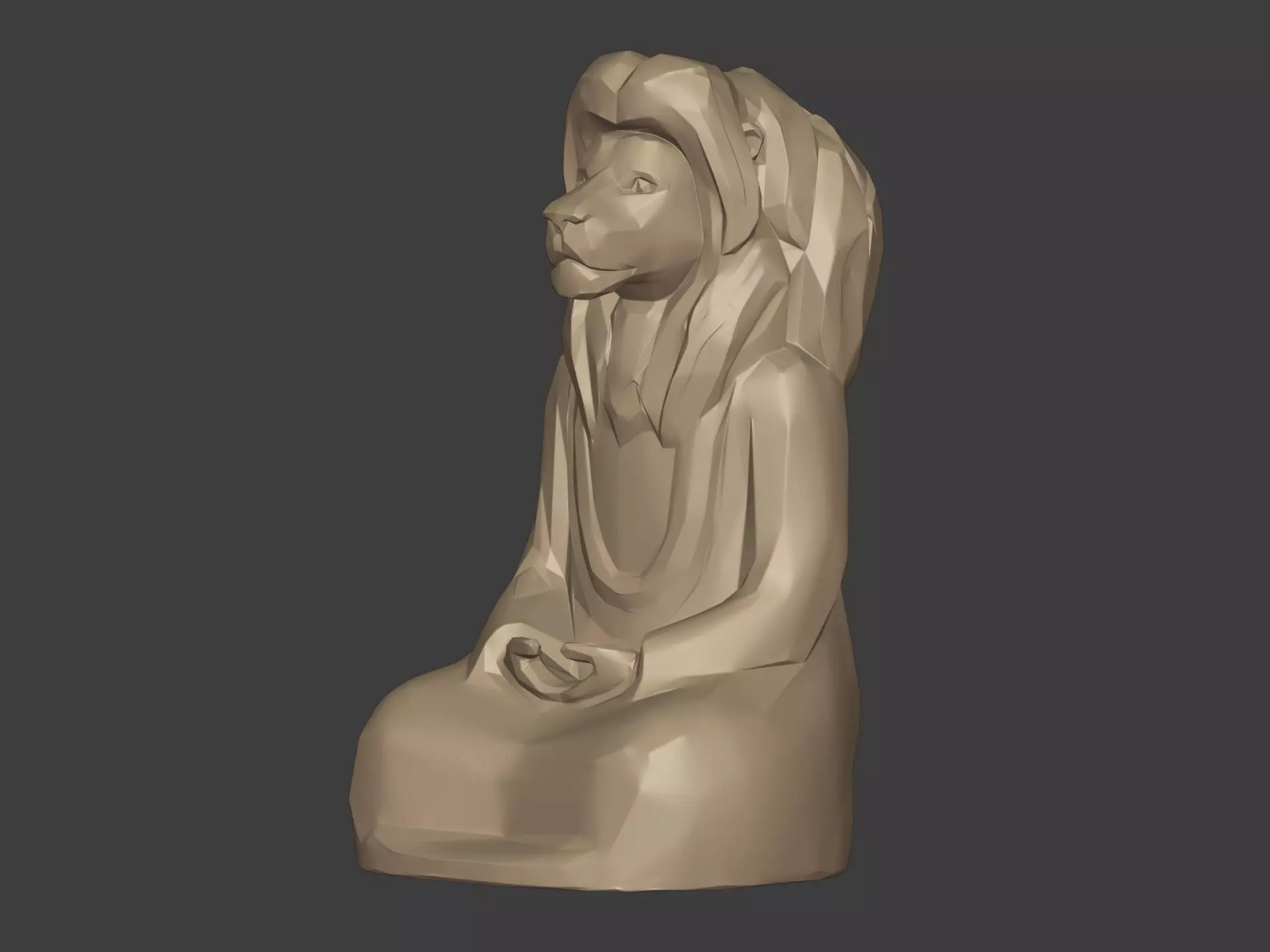 Abstract Meditation Lion Figurine  -- Buddha Statue 3D print model_3