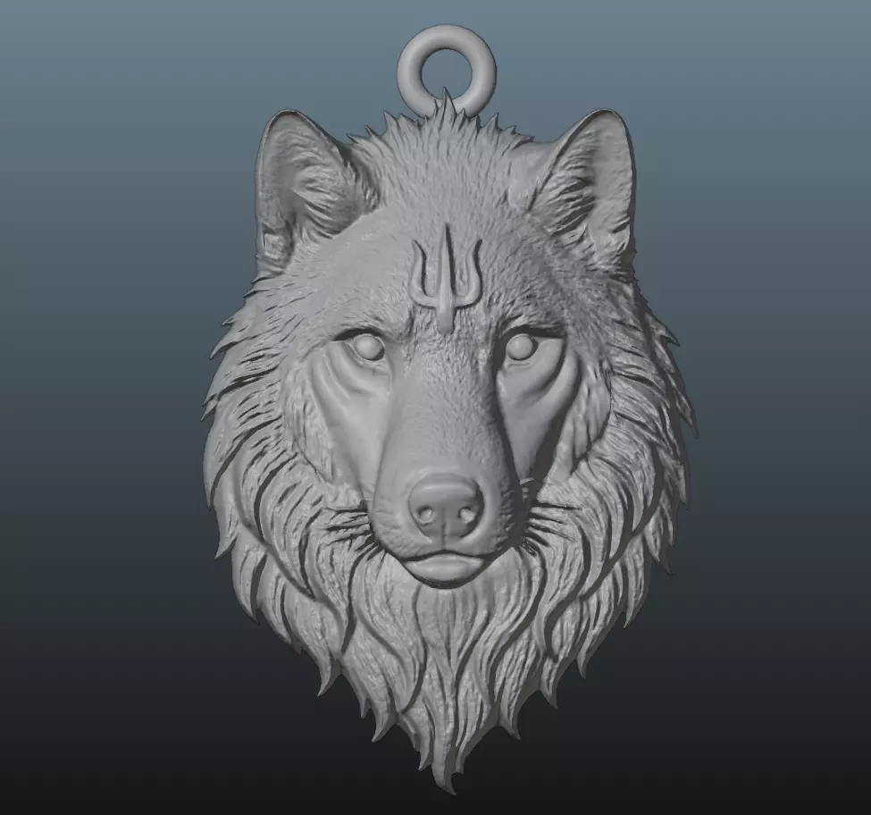 Wolf Head Pendant 3D print model_2