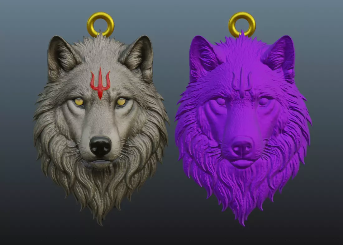 Wolf Head Pendant 3D print model_17