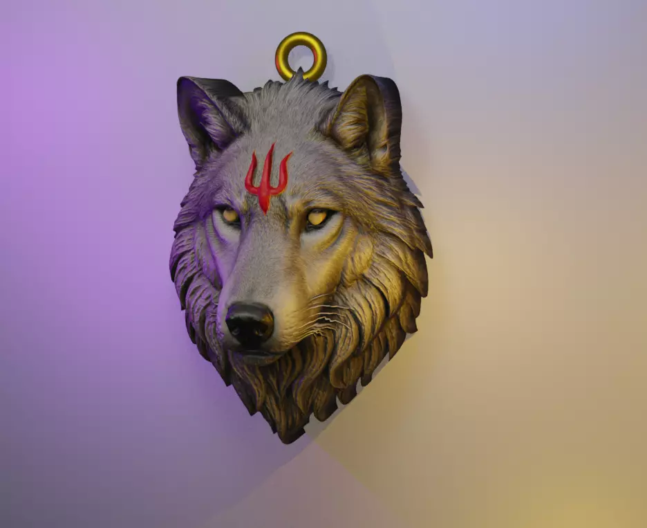 Wolf Head Pendant 3D print model_3