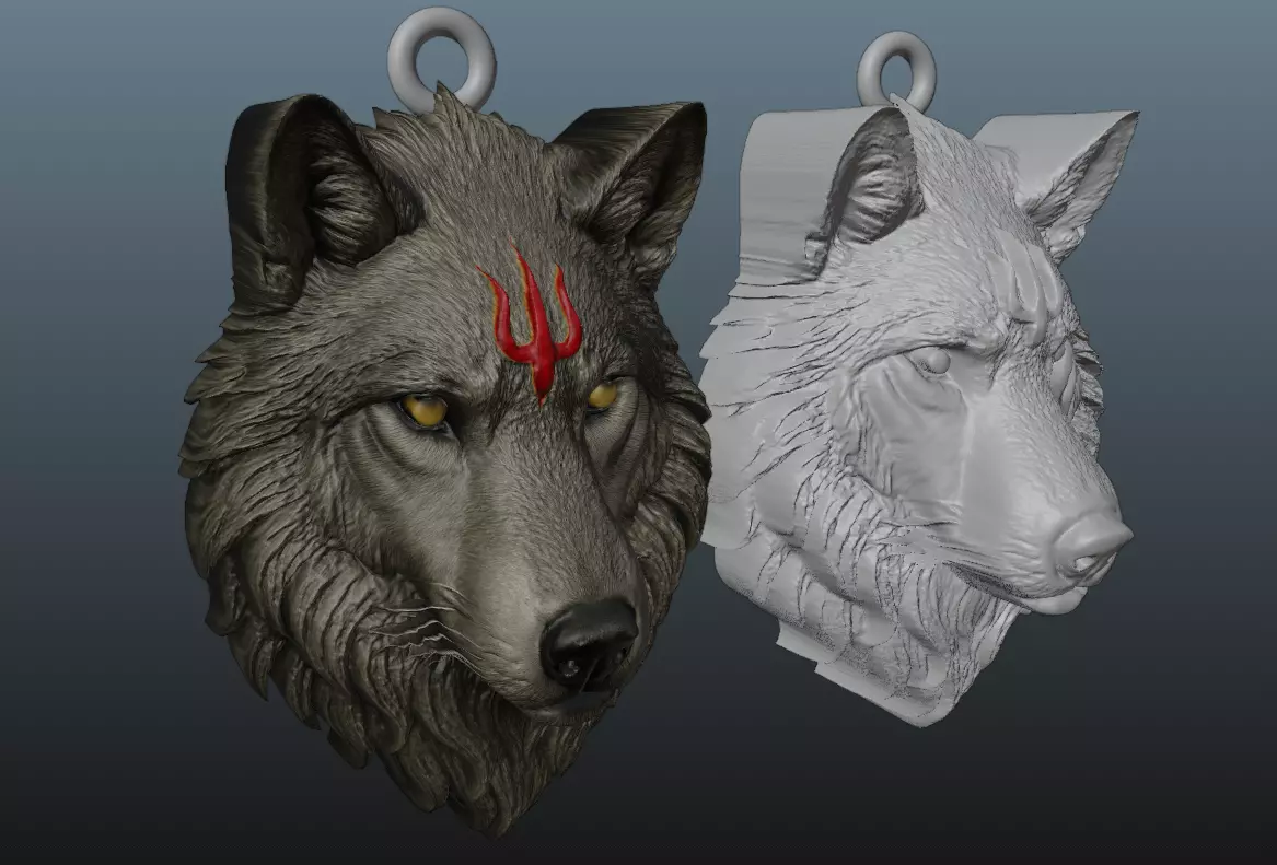 Wolf Head Pendant 3D print model_19