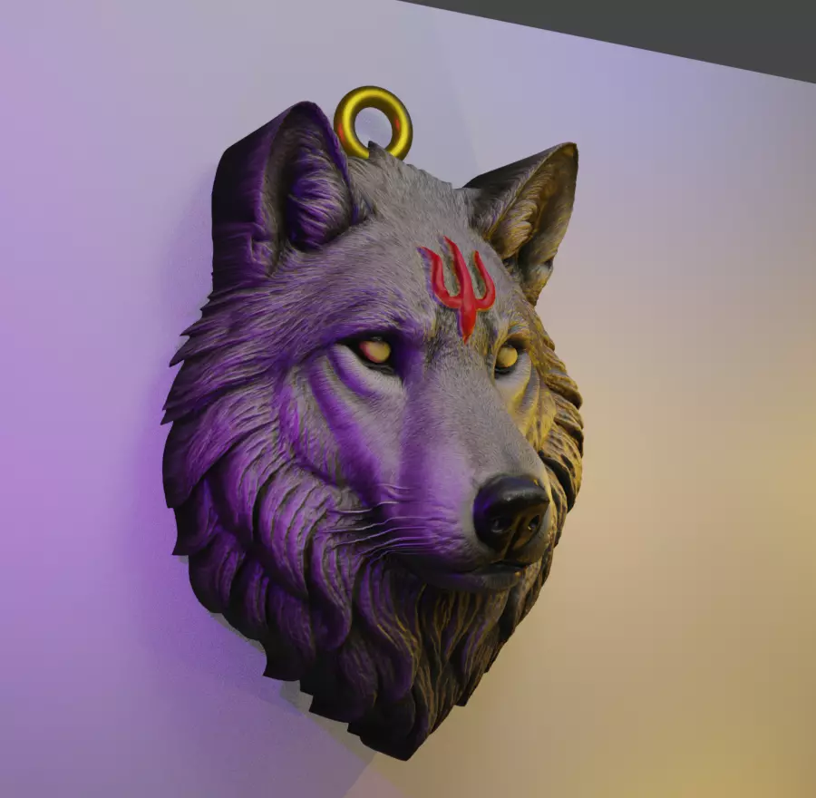 Wolf Head Pendant 3D print model_10