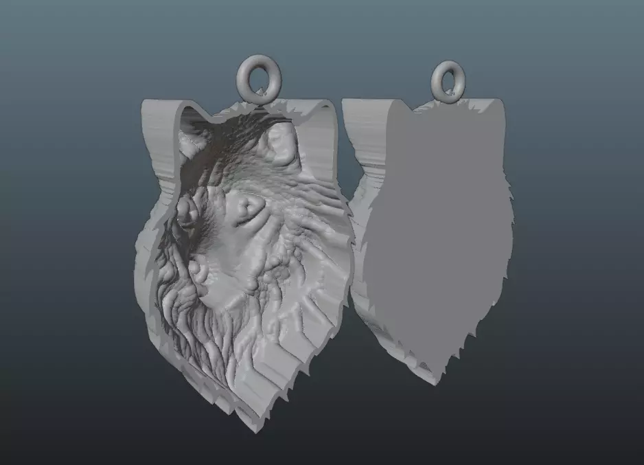 Wolf Head Pendant 3D print model_14