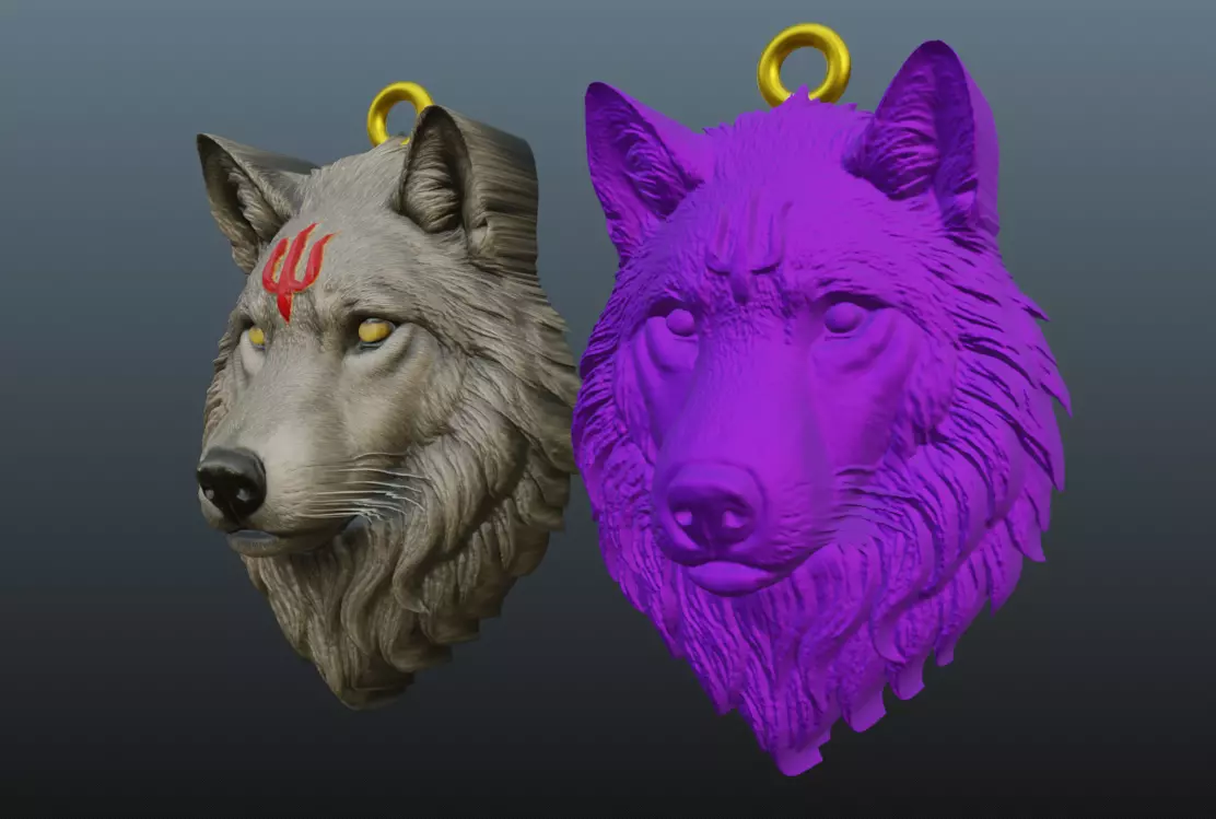 Wolf Head Pendant 3D print model_12