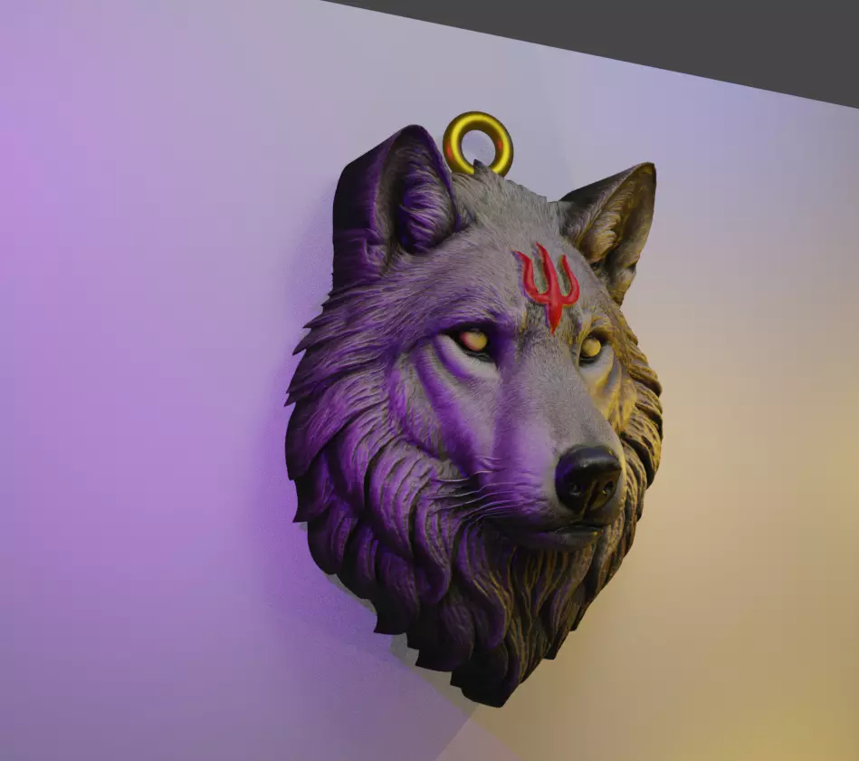 Wolf Head Pendant 3D print model_5