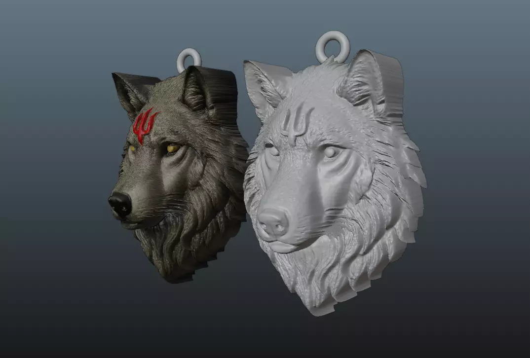 Wolf Head Pendant 3D print model_18