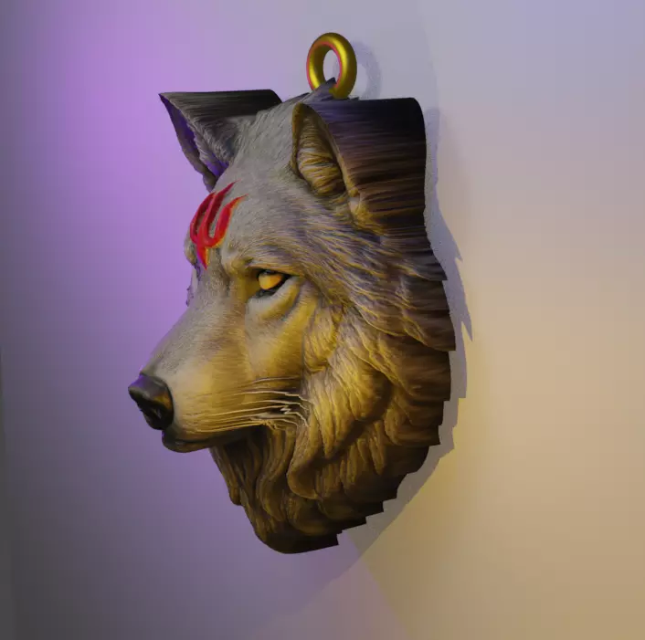 Wolf Head Pendant 3D print model_4