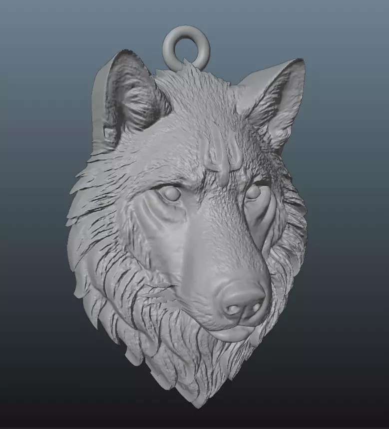 Wolf Head Pendant 3D print model_16