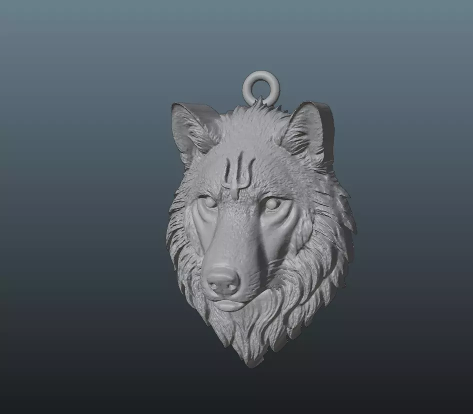 Wolf Head Pendant 3D print model_8