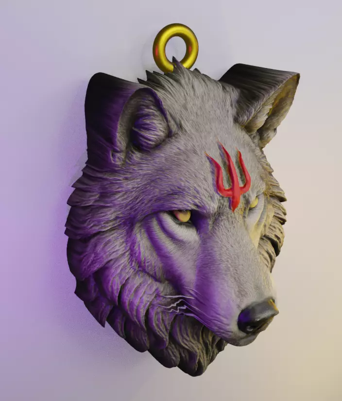Wolf Head Pendant 3D print model_21