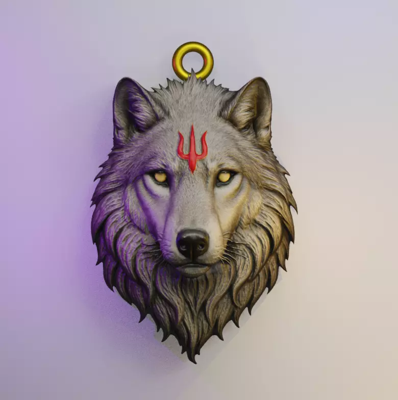 Wolf Head Pendant 3D print model_23