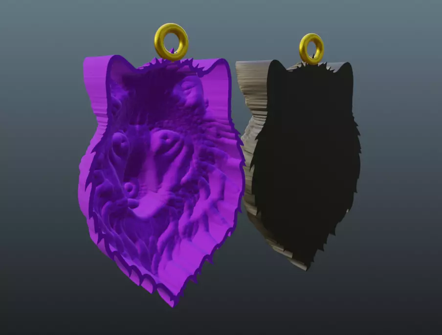 Wolf Head Pendant 3D print model_9
