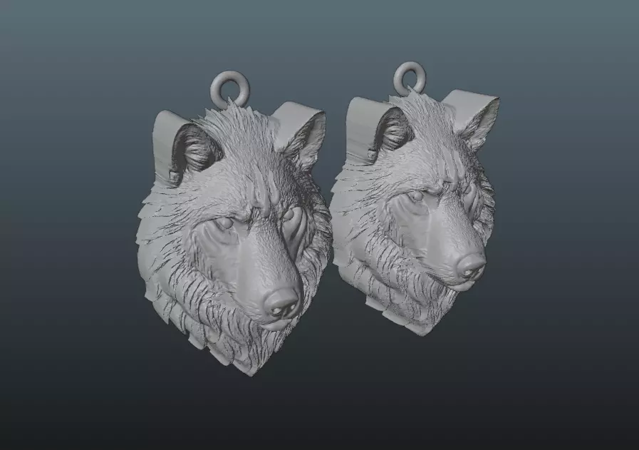 Wolf Head Pendant 3D print model_15