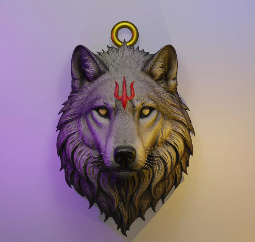 Wolf Head Pendant 3D print model_1