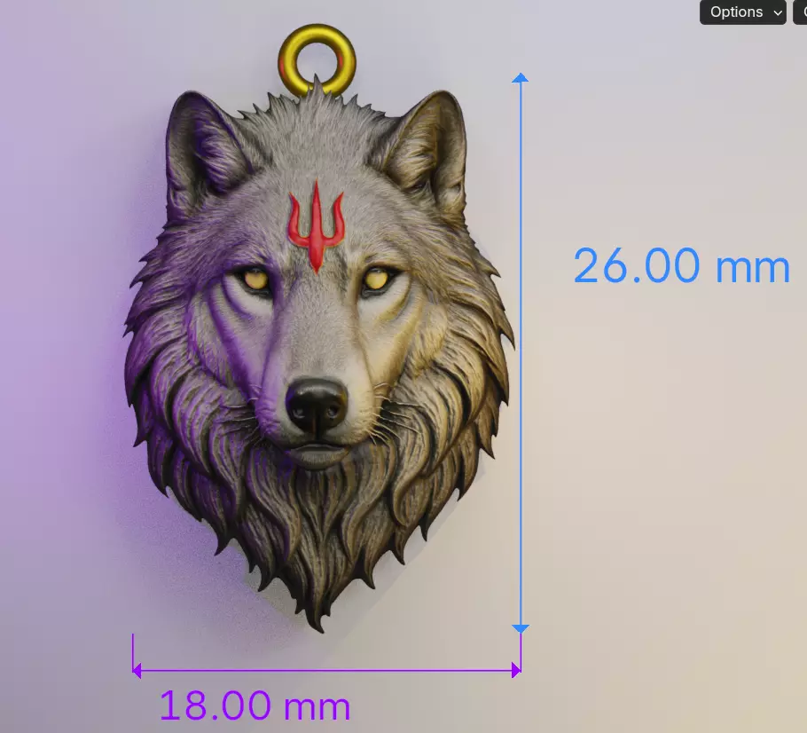 Wolf Head Pendant 3D print model_6