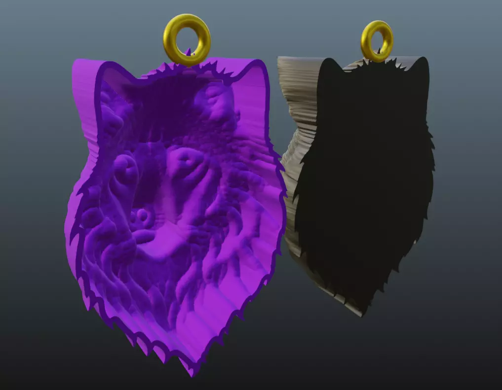 Wolf Head Pendant 3D print model_11