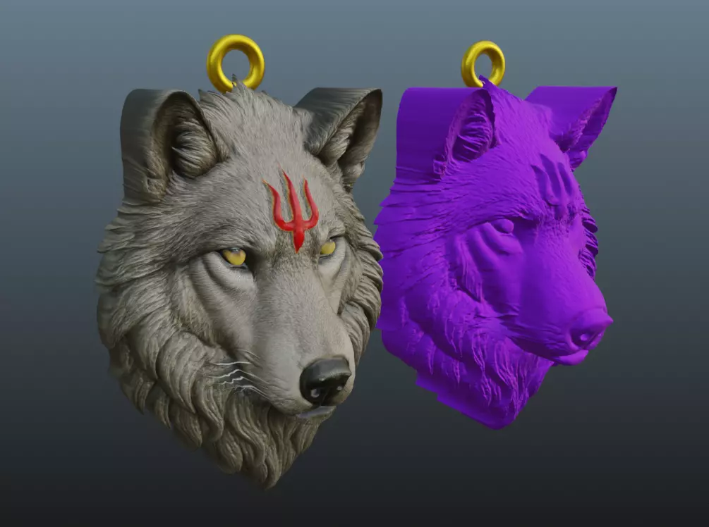 Wolf Head Pendant 3D print model_13