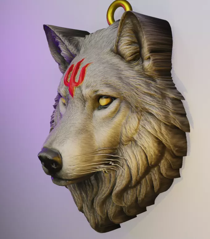 Wolf Head Pendant 3D print model_22