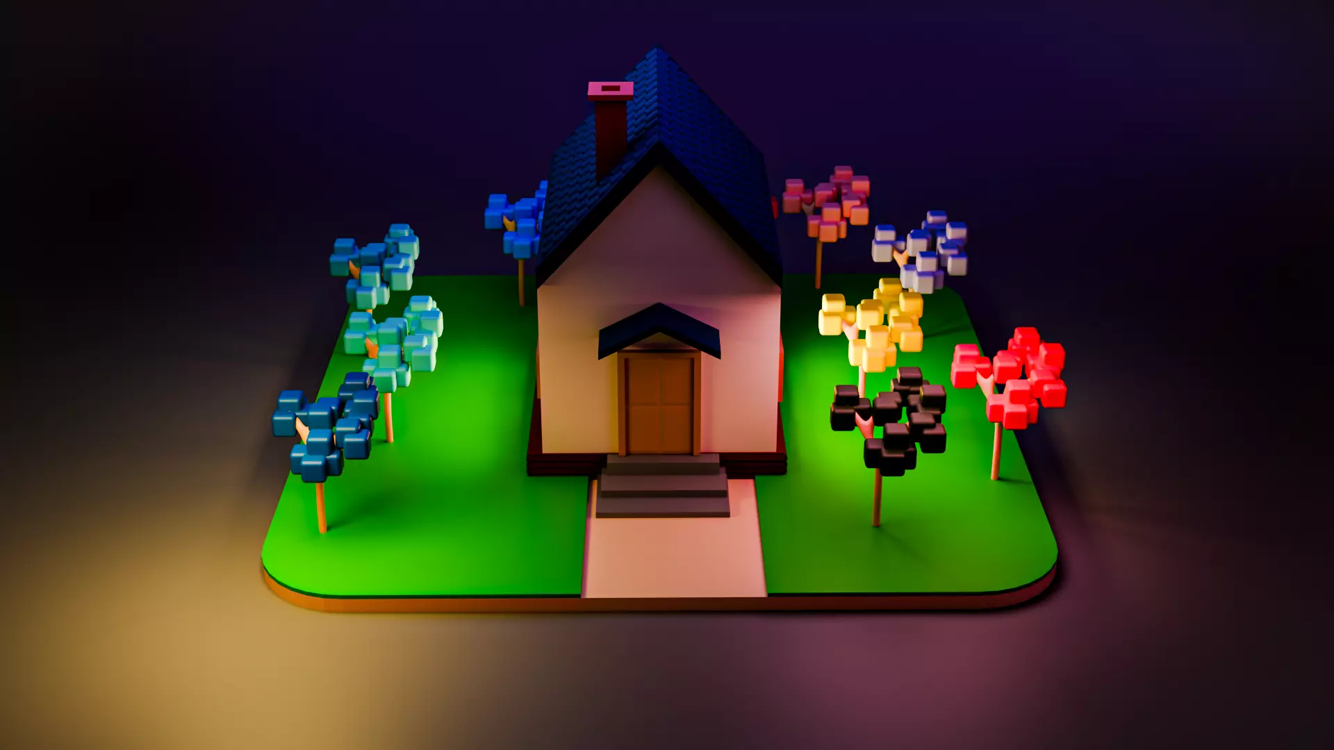 Stylized 3D House and Vibrant Low-Poly Environment Low-poly 3D model_3