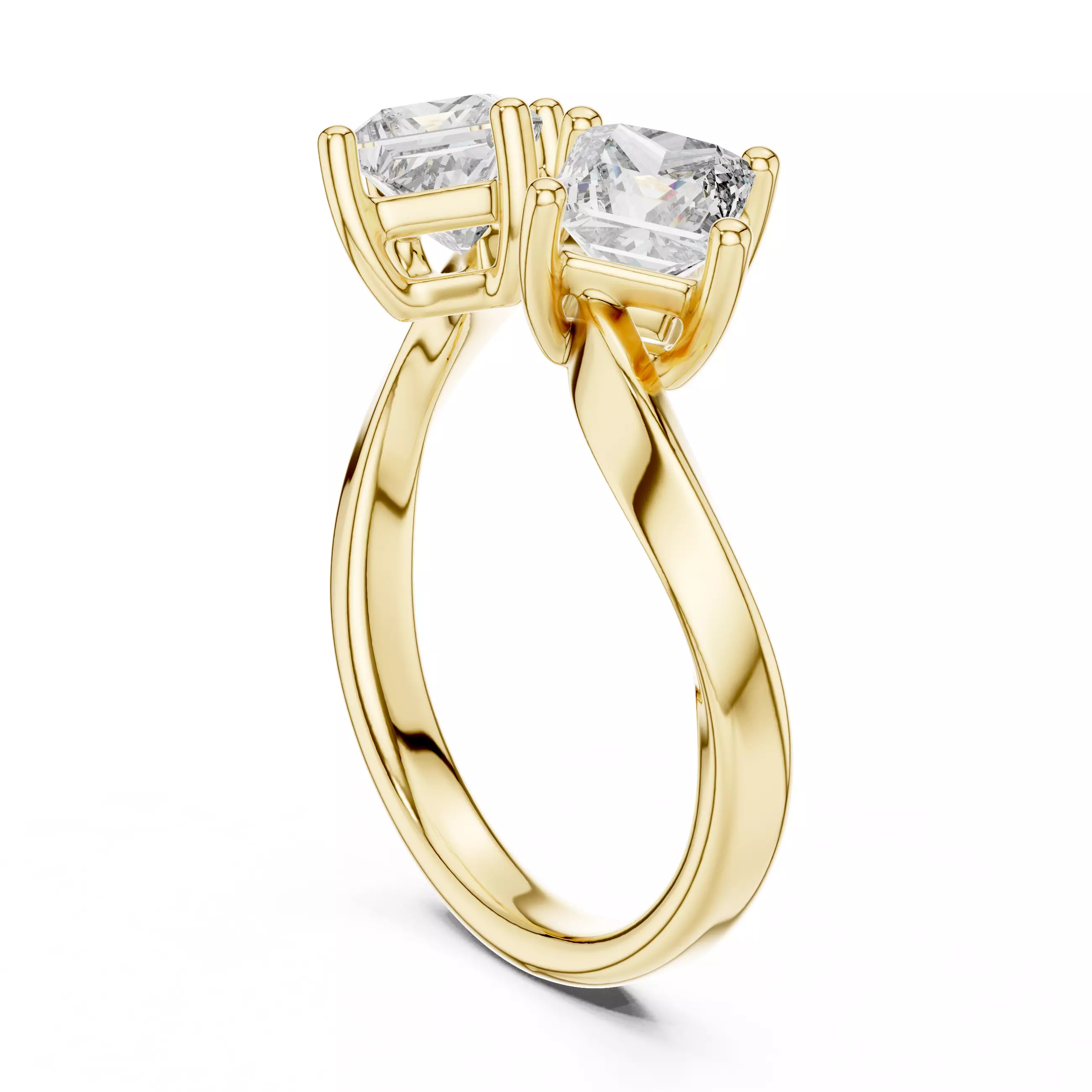 Toi et Moi Solitaire Ring 3dm stl renders animation videos 3D print model_10