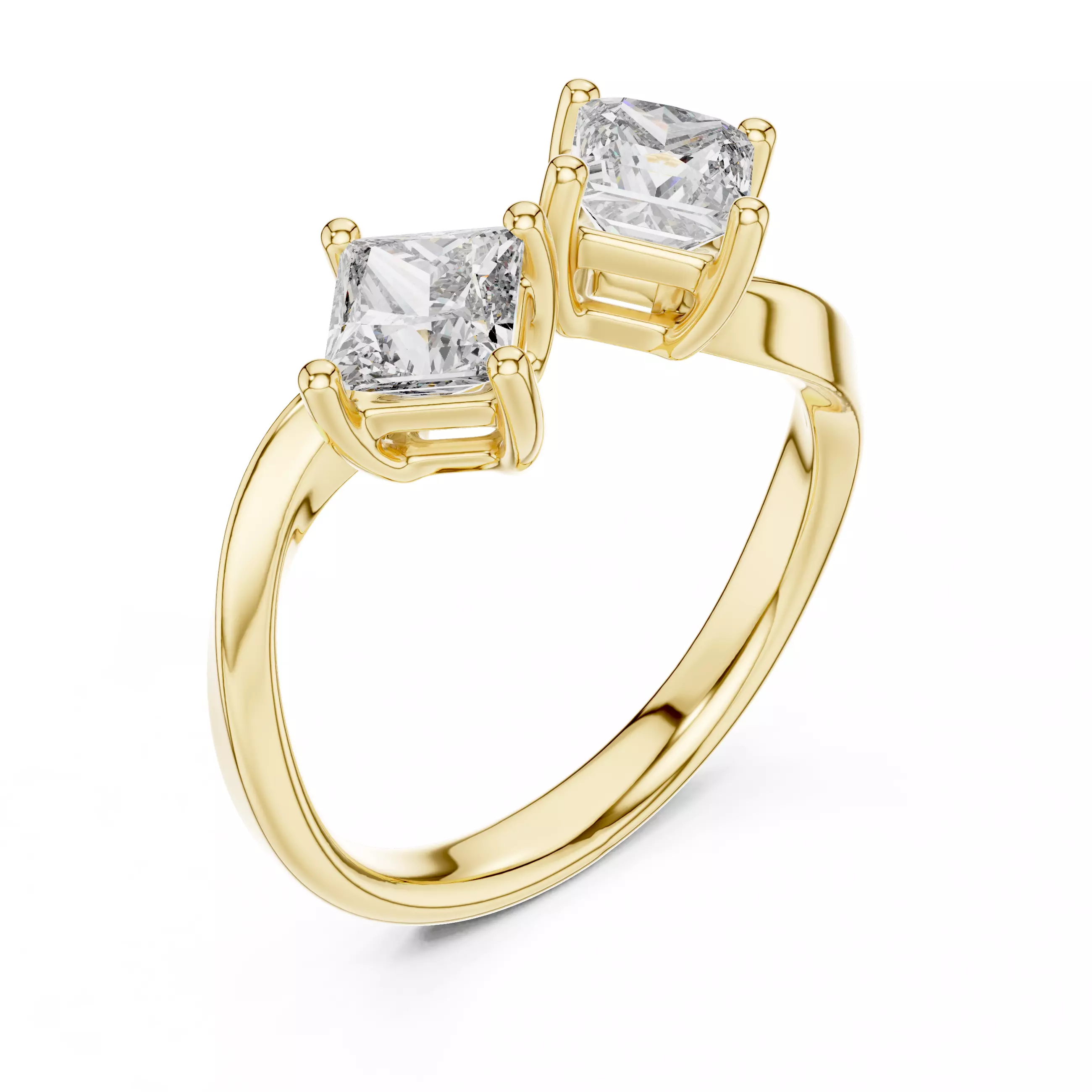 Toi et Moi Solitaire Ring 3dm stl renders animation videos 3D print model_11