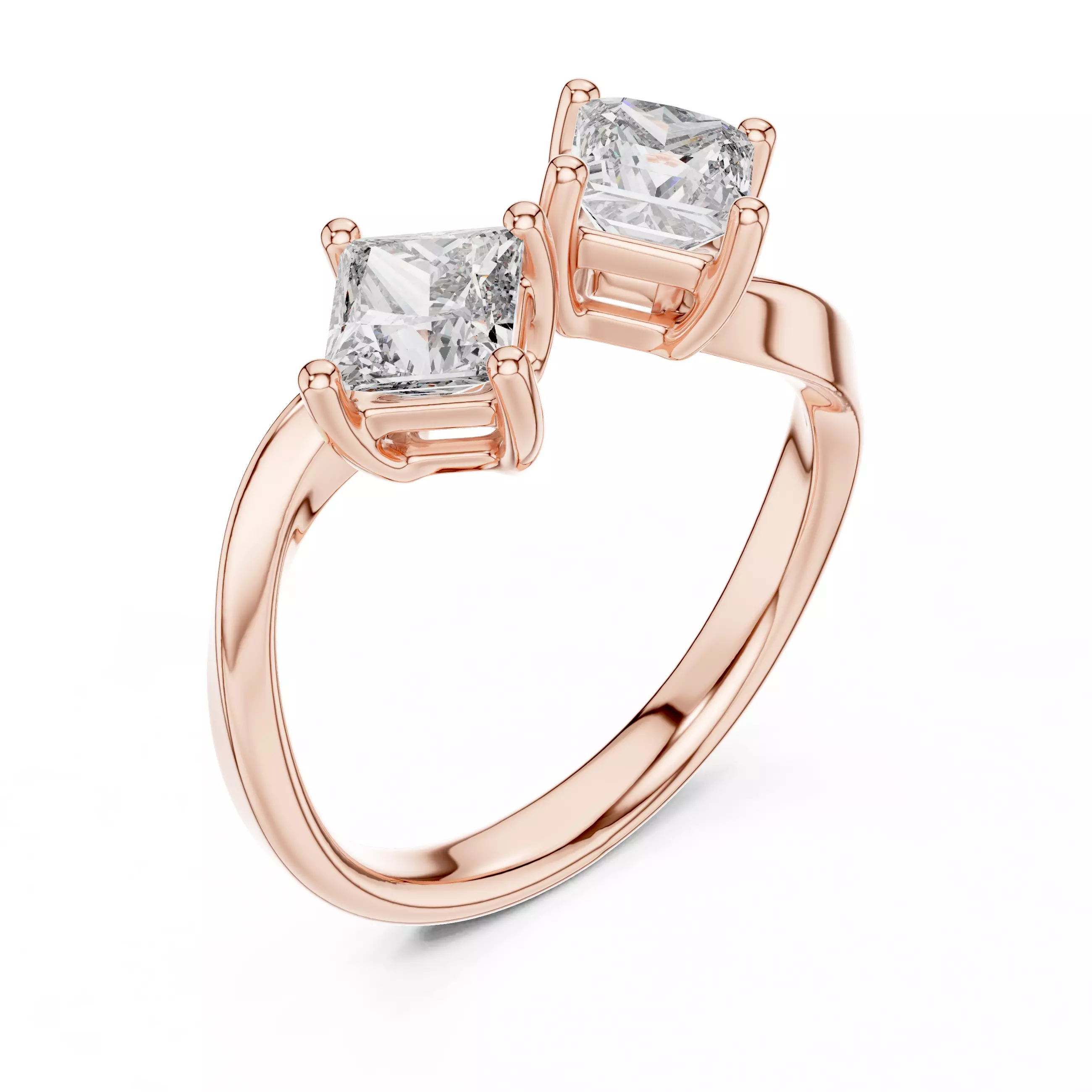 Toi et Moi Solitaire Ring 3dm stl renders animation videos 3D print model_4