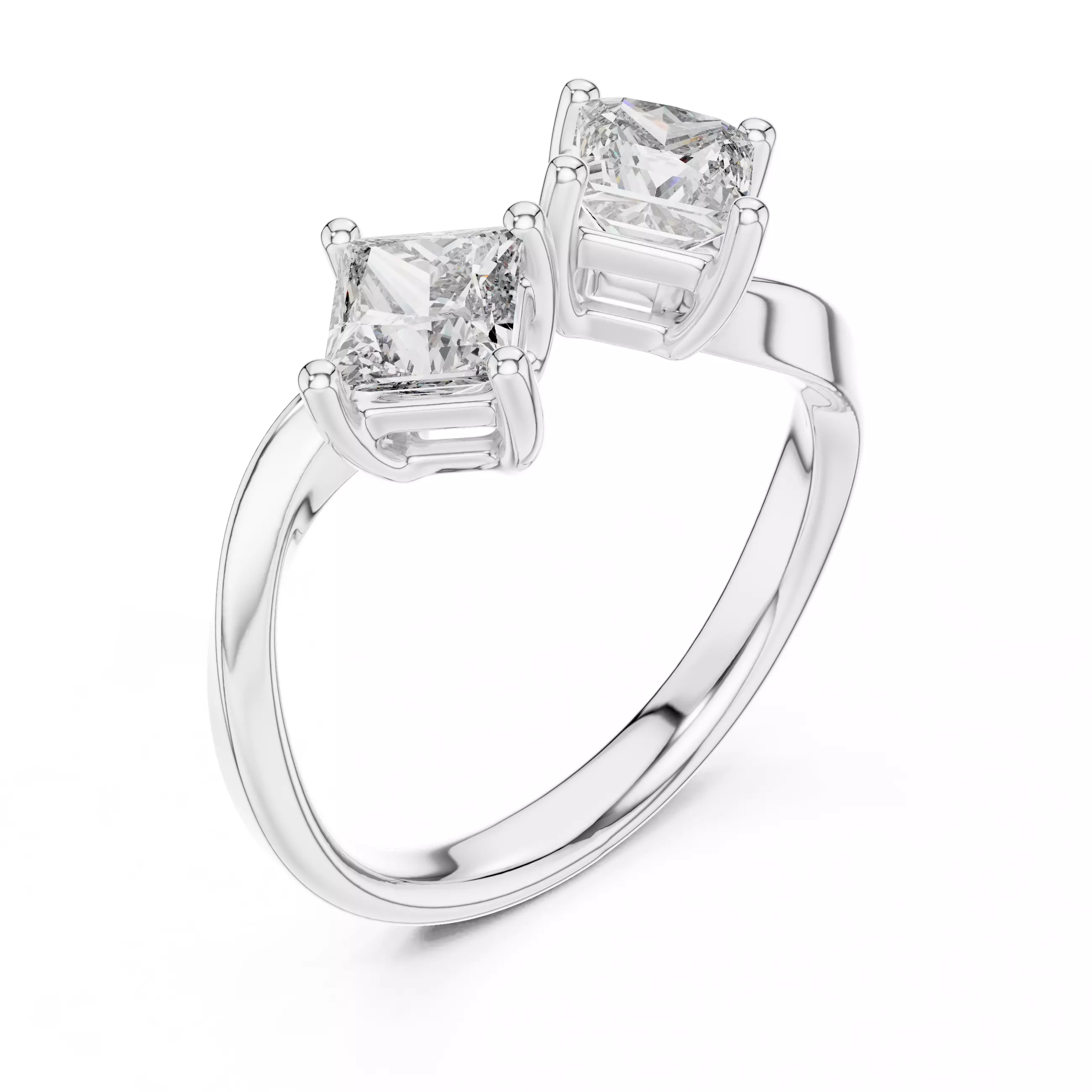 Toi et Moi Solitaire Ring 3dm stl renders animation videos 3D print model_7