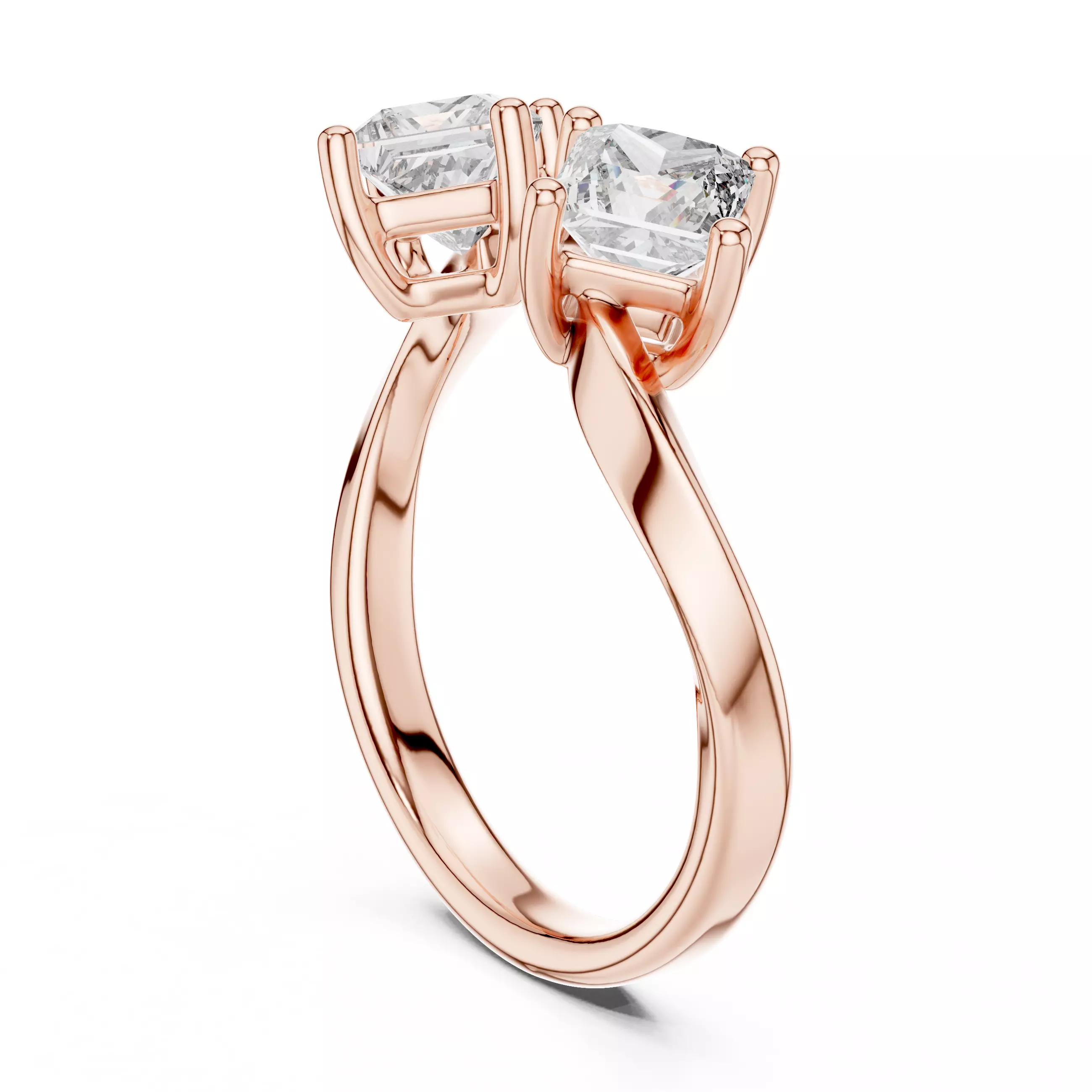 Toi et Moi Solitaire Ring 3dm stl renders animation videos 3D print model_3
