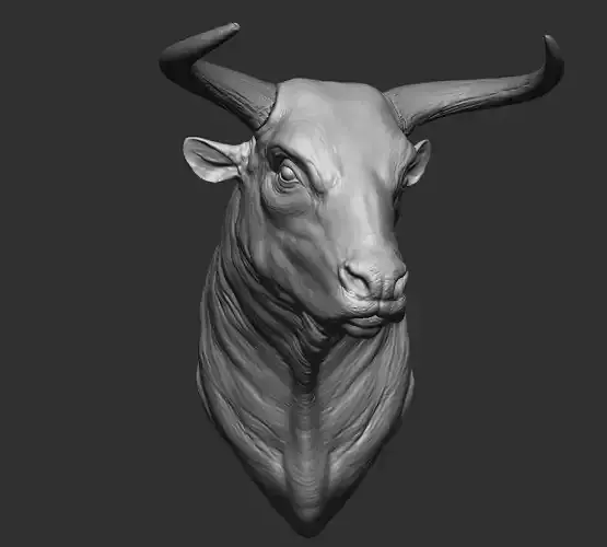 Bull Head Sculpture for 3D Printing Realistic Bust