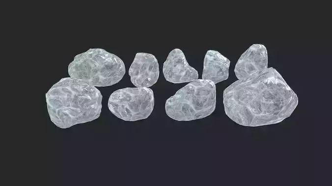 Ice Crystal 9 pieces Low-poly 3D model