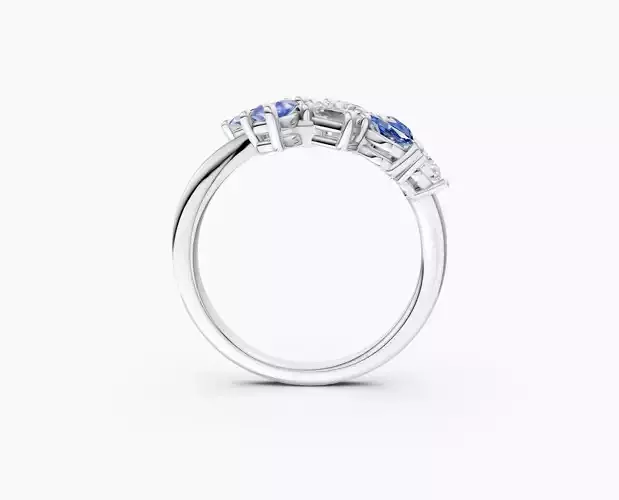 N R09  Cluster diamond emerald pear round ring 