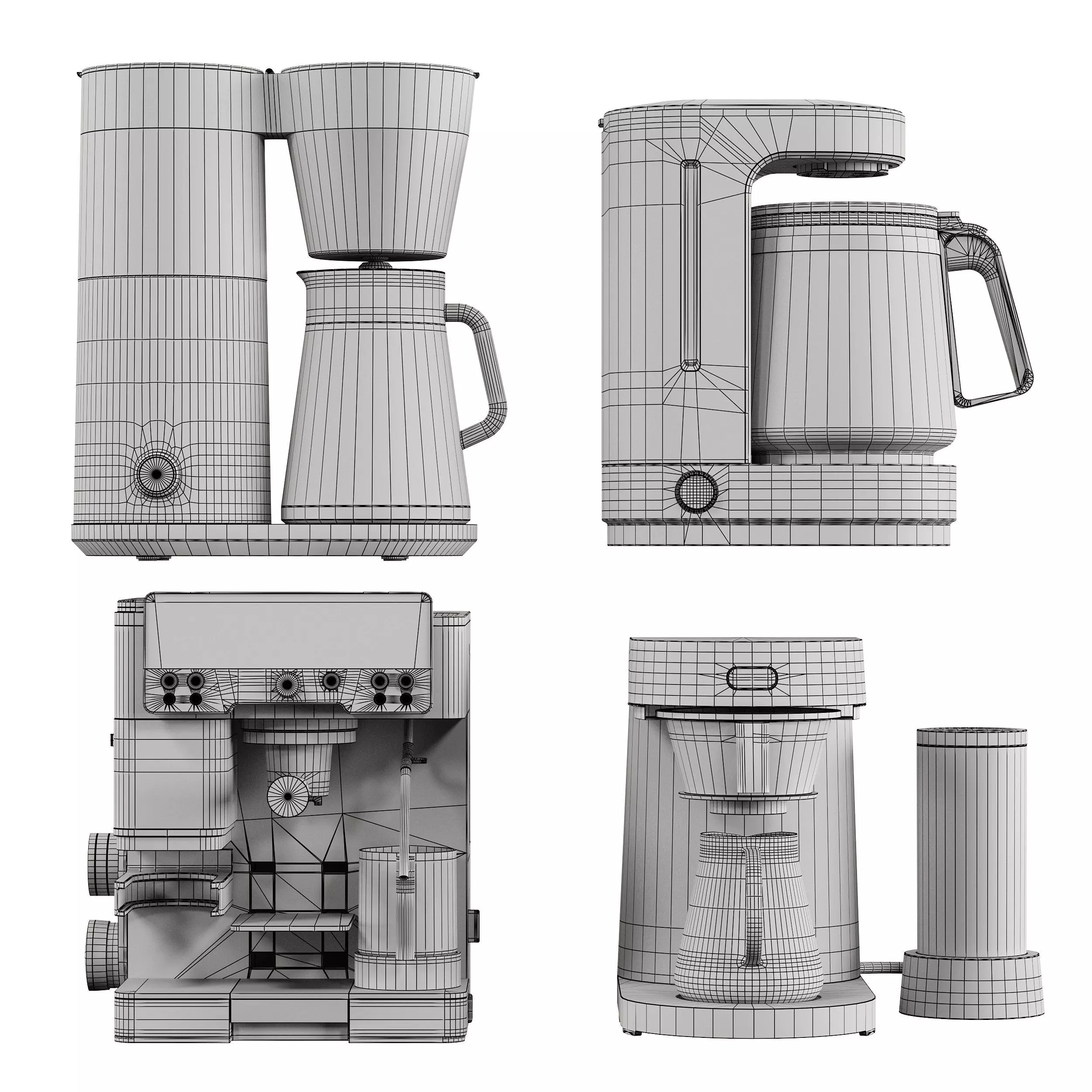 Coffee Makers set 10 Low-poly 3D model_7