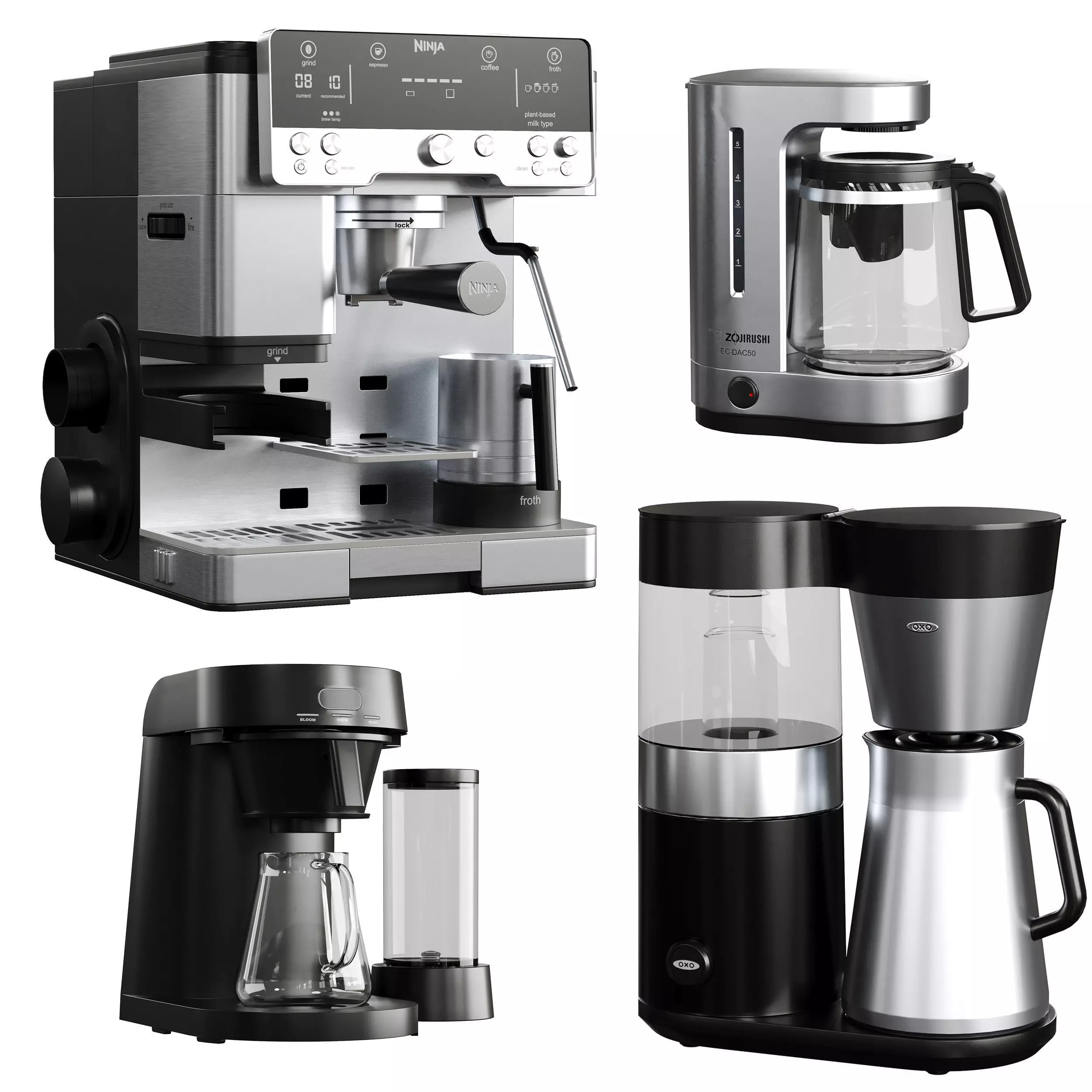 Coffee Makers set 10 Low-poly 3D model_1