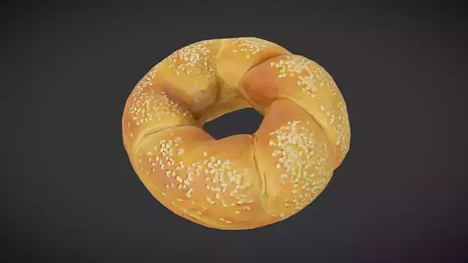 Sesame Bread Ring Low-poly 3D model