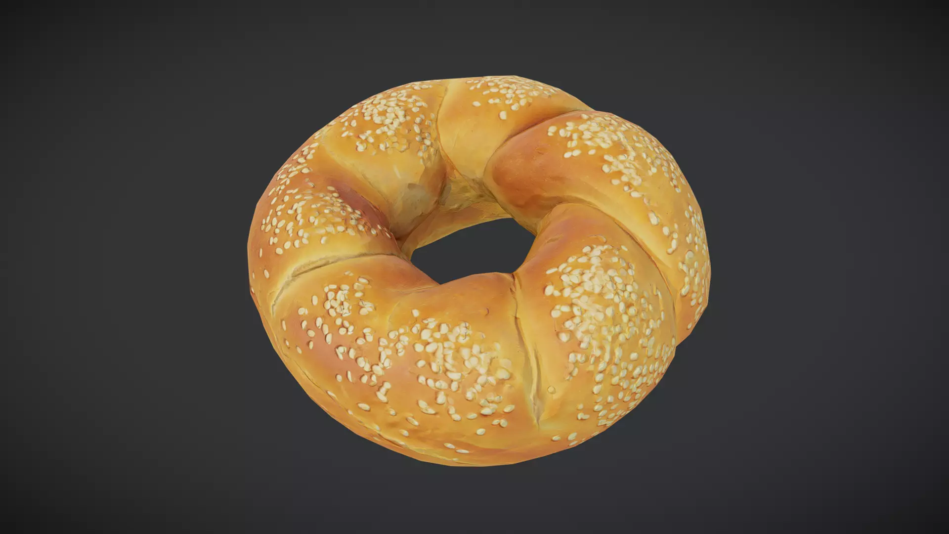 Sesame Bread Ring Low-poly 3D model