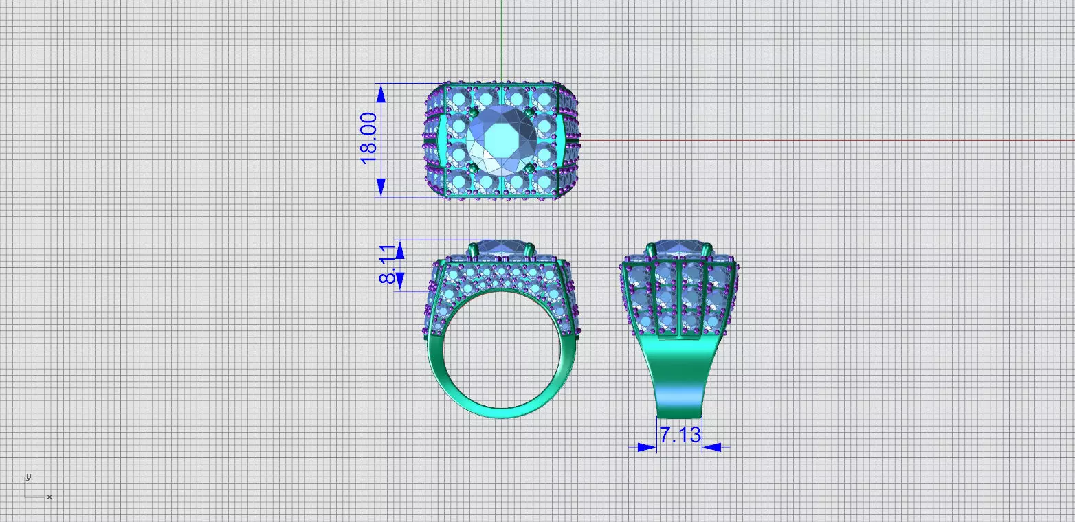 N R014  Elegance men diamond ring  3D print model_6