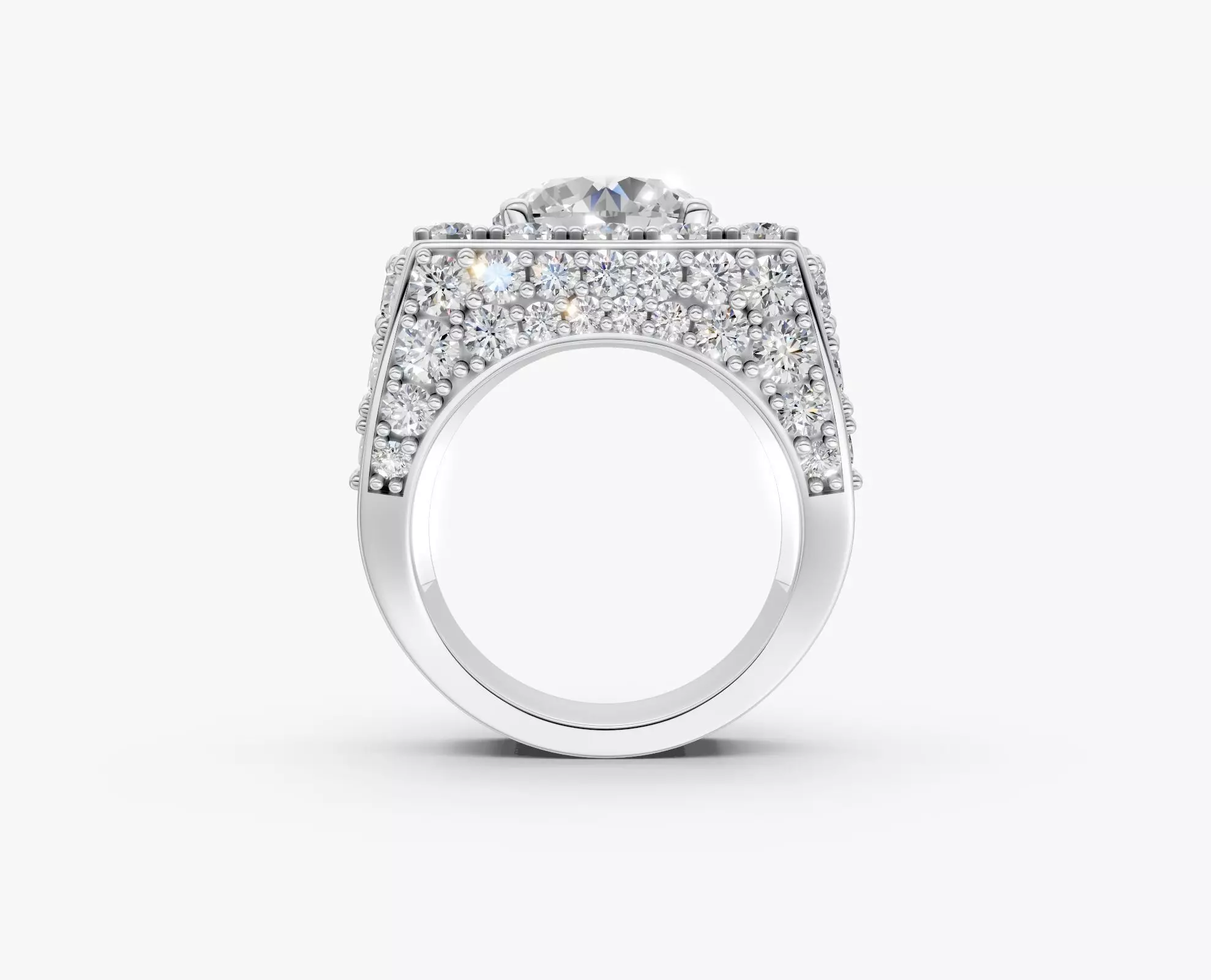 N R014  Elegance men diamond ring  3D print model_5