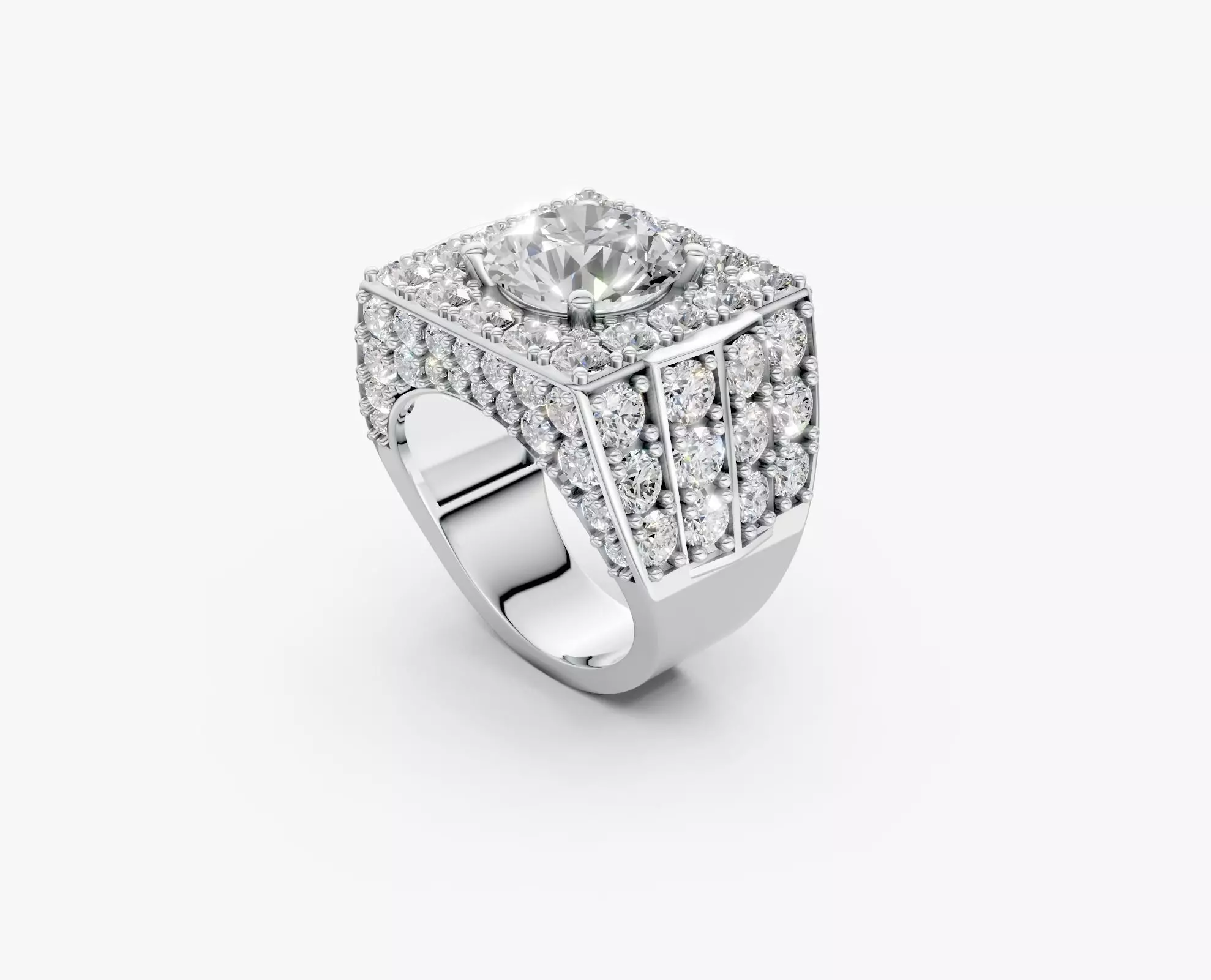 N R014  Elegance men diamond ring  3D print model_2