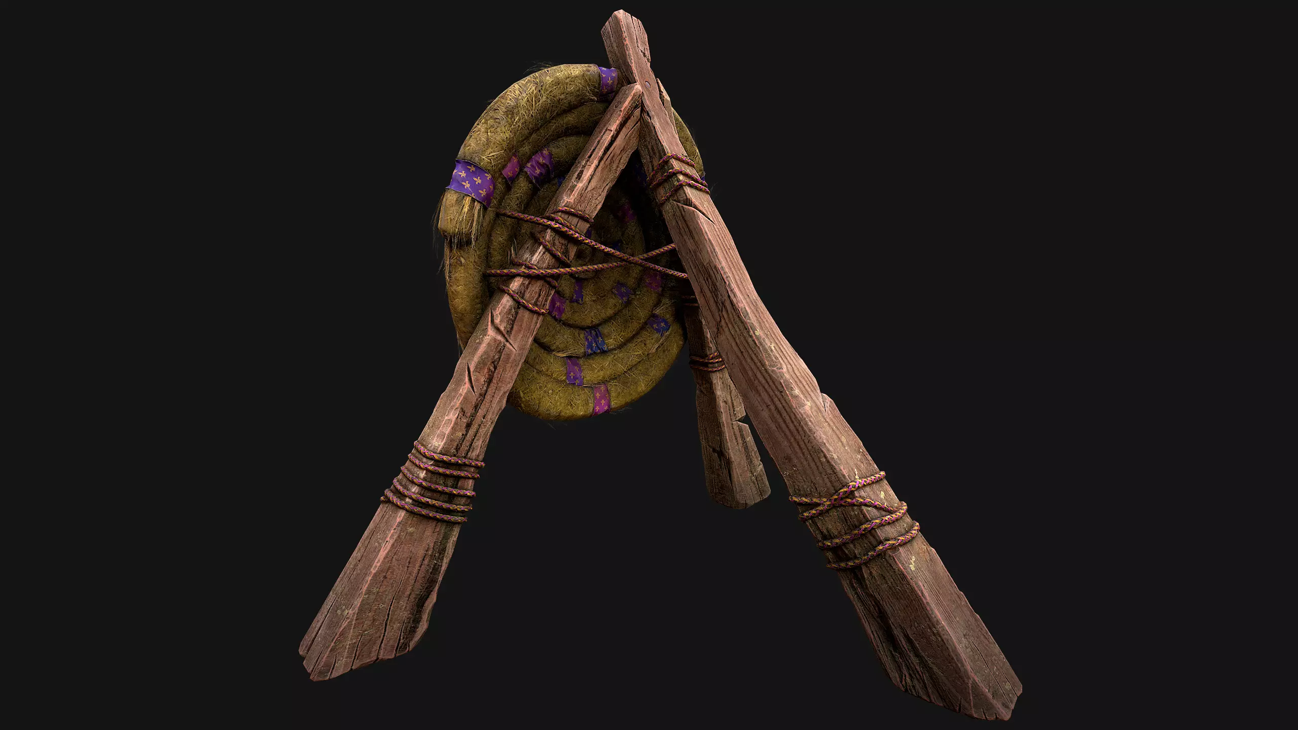 Medieval Wooden Straw Dummy for Training  Fair Castle Props Low-poly 3D model_9