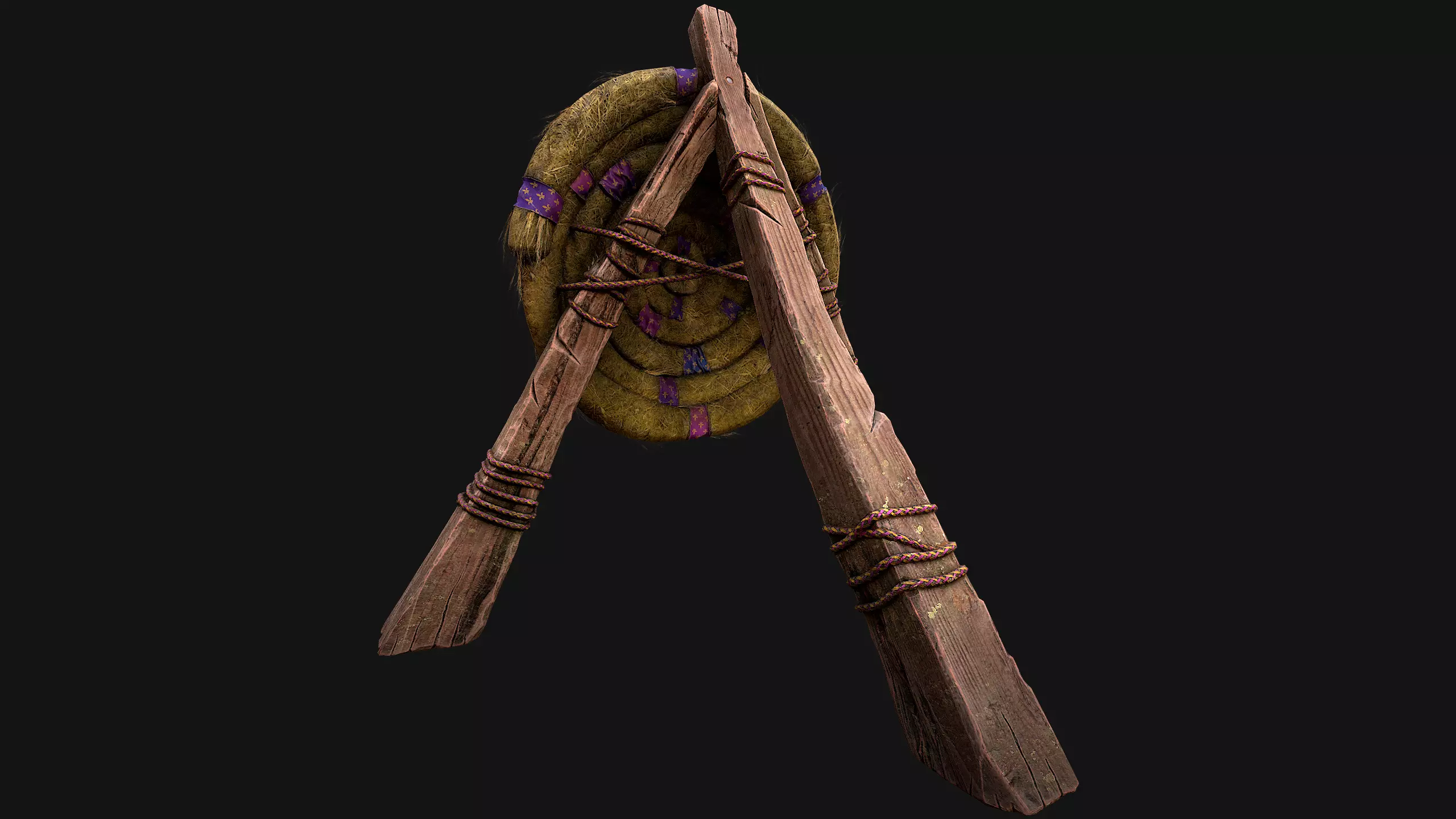 Medieval Wooden Straw Dummy for Training  Fair Castle Props Low-poly 3D model_10