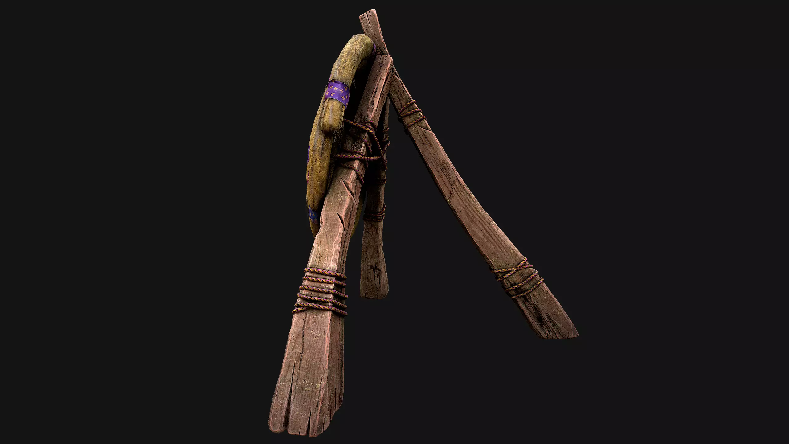 Medieval Wooden Straw Dummy for Training  Fair Castle Props Low-poly 3D model_7