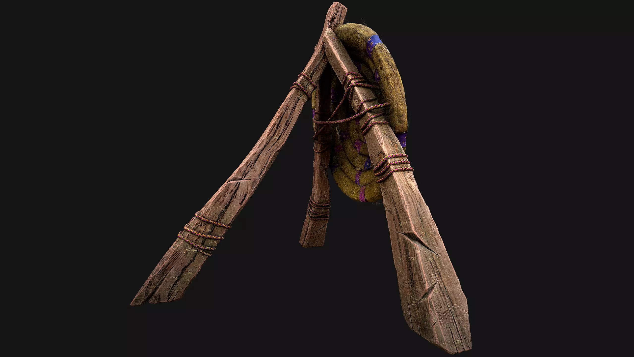 Medieval Wooden Straw Dummy for Training  Fair Castle Props Low-poly 3D model_15