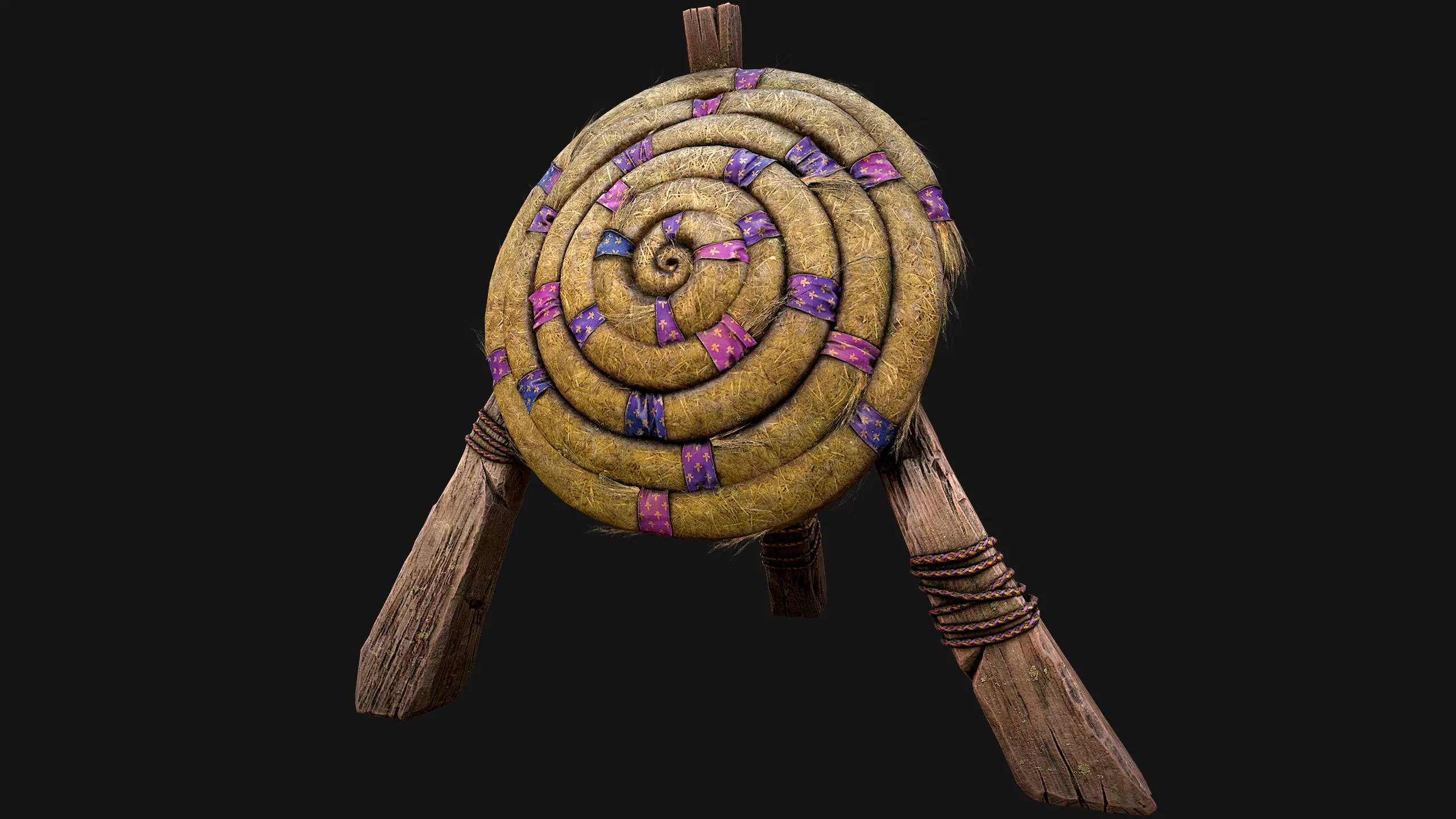 Medieval Wooden Straw Dummy for Training  Fair Castle Props Low-poly 3D model_20