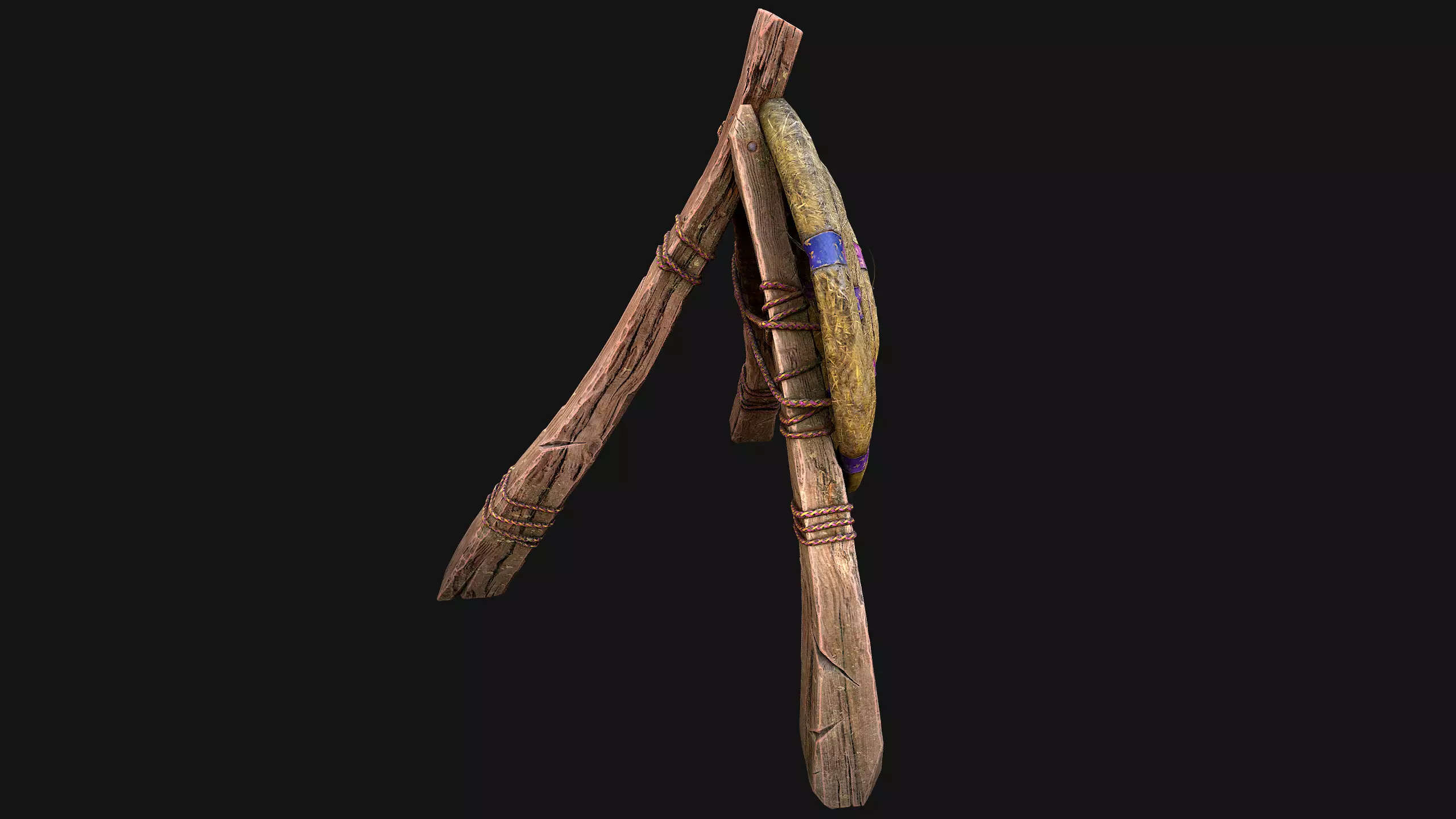 Medieval Wooden Straw Dummy for Training  Fair Castle Props Low-poly 3D model_16