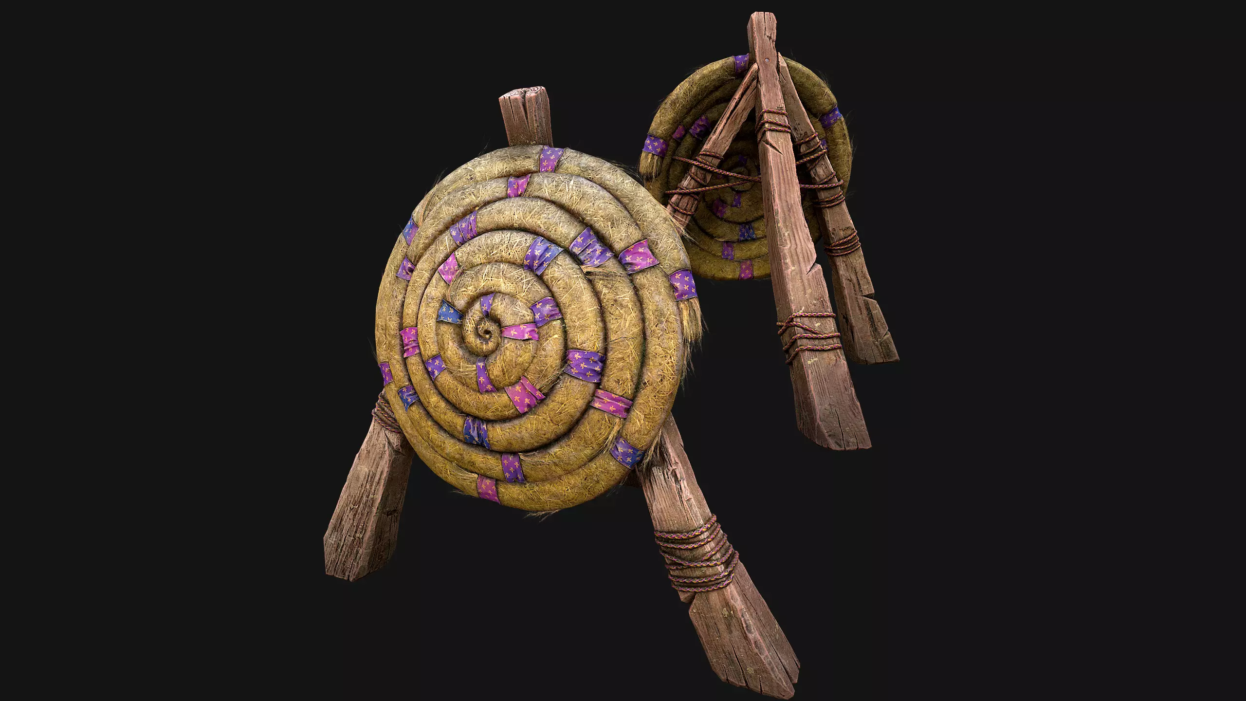 Medieval Wooden Straw Dummy for Training  Fair Castle Props Low-poly 3D model_27