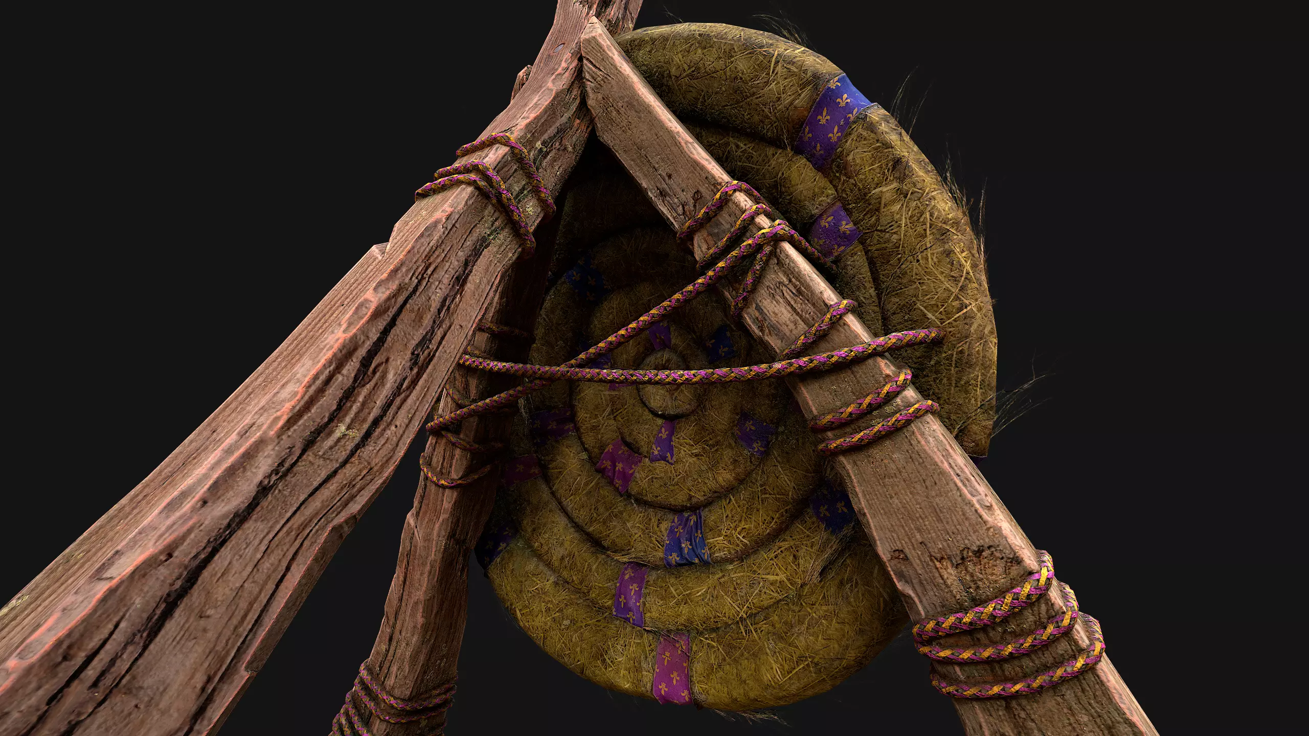 Medieval Wooden Straw Dummy for Training  Fair Castle Props Low-poly 3D model_26