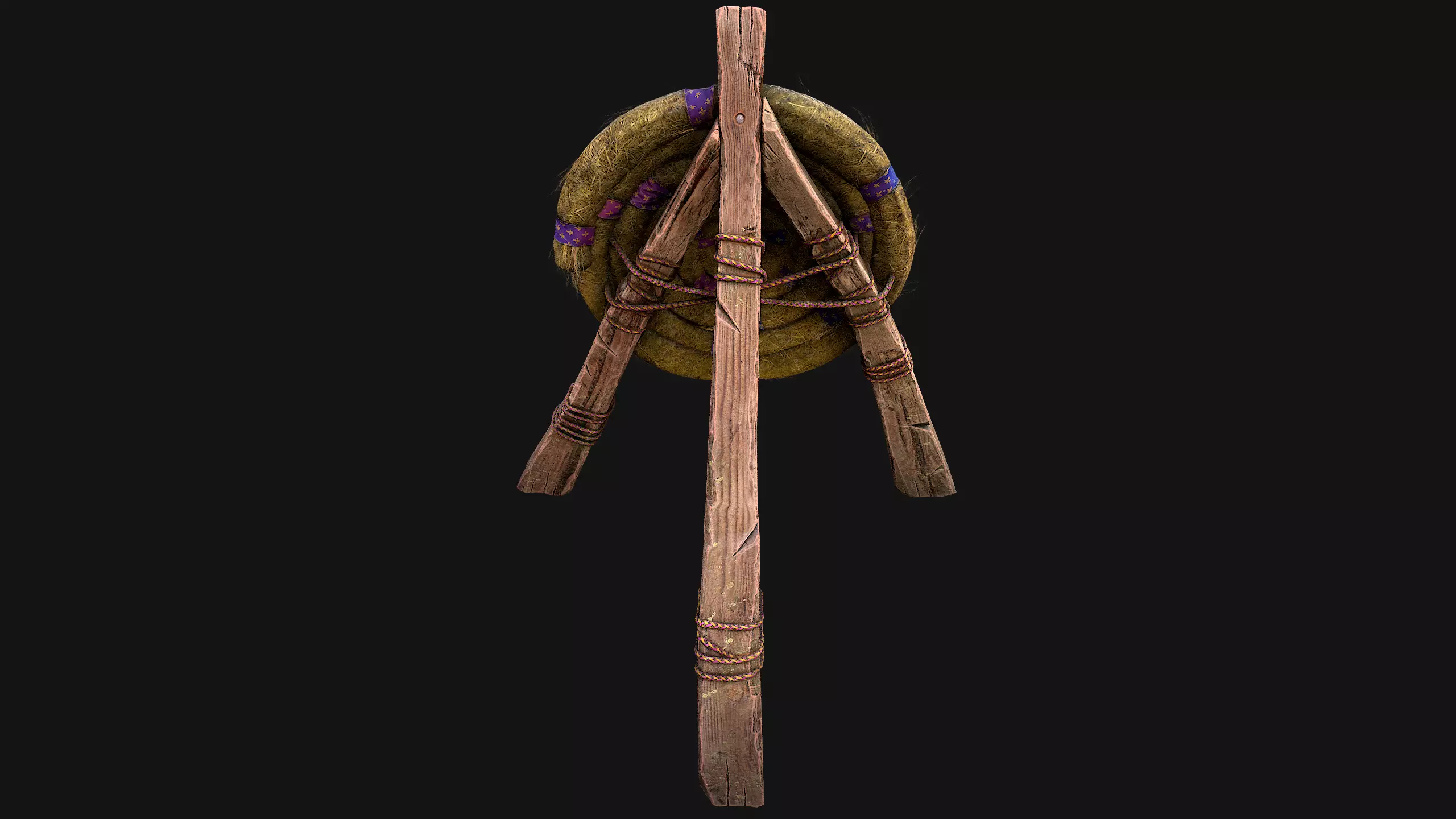 Medieval Wooden Straw Dummy for Training  Fair Castle Props Low-poly 3D model_12