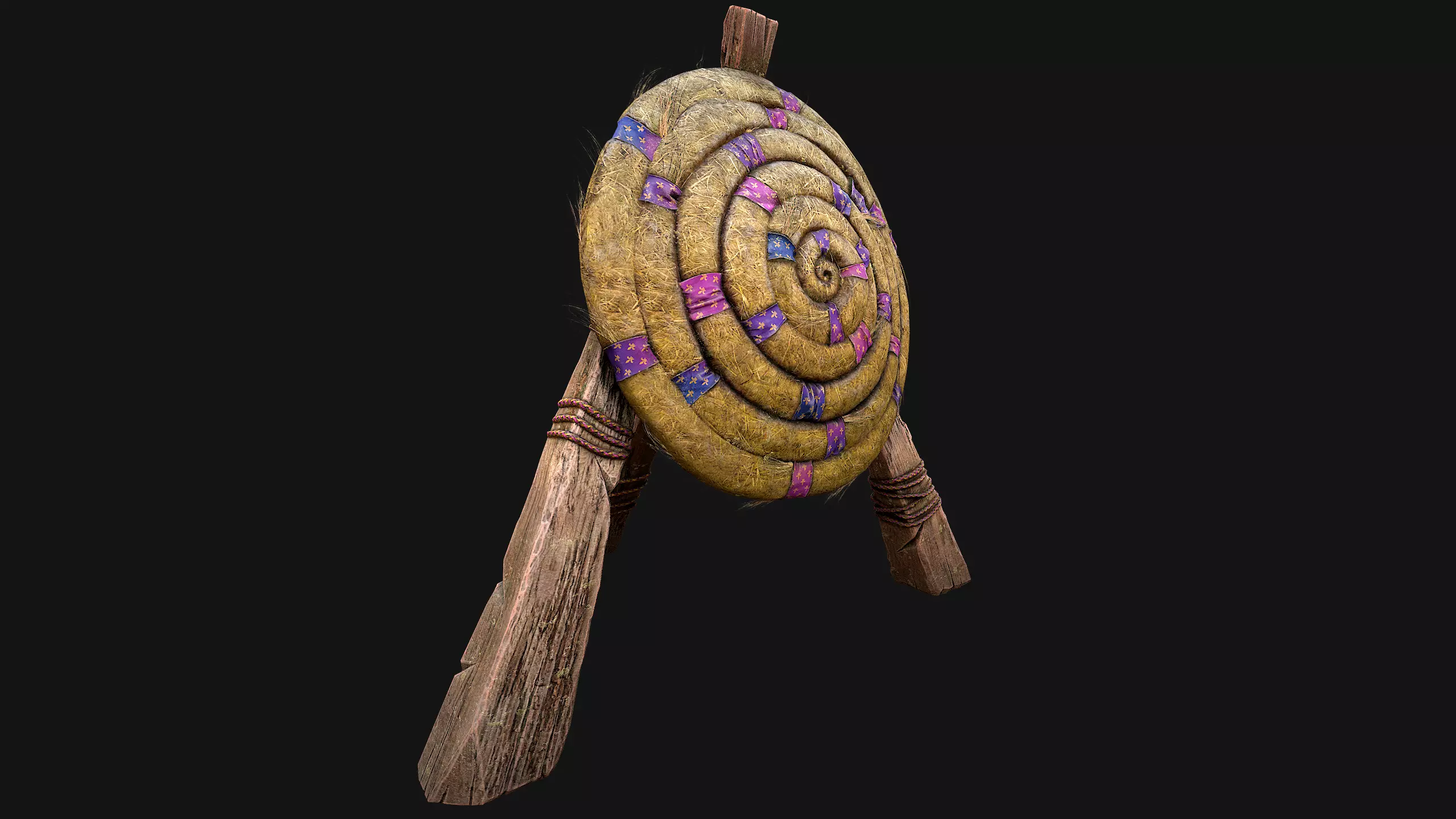 Medieval Wooden Straw Dummy for Training  Fair Castle Props Low-poly 3D model_19